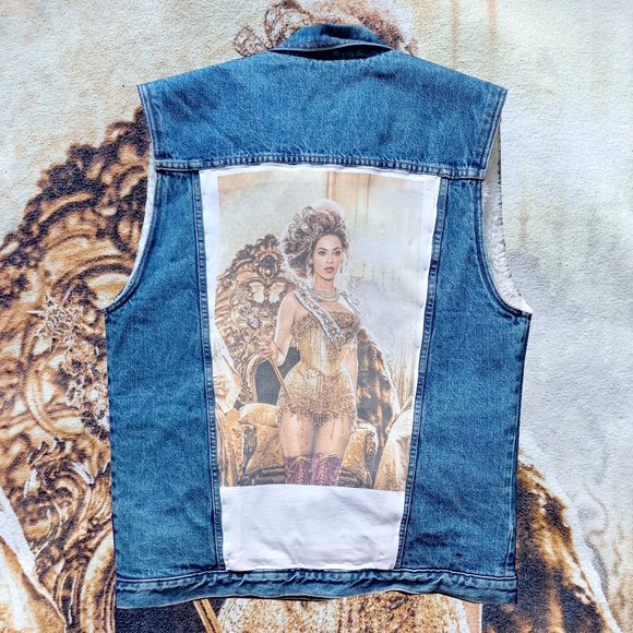 Vintage Other - Vintage Repurposed Beyoncé Denim Sherpa COBRA Vest
